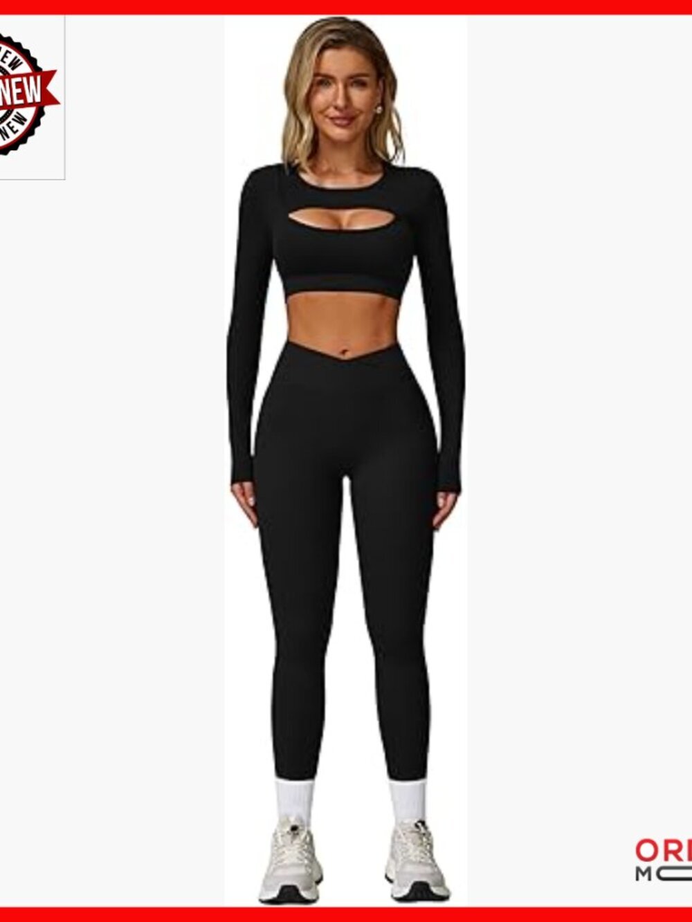 Seamless High Waist Flare Leggings Long Sleeve Cutout Crop Top Workout Set